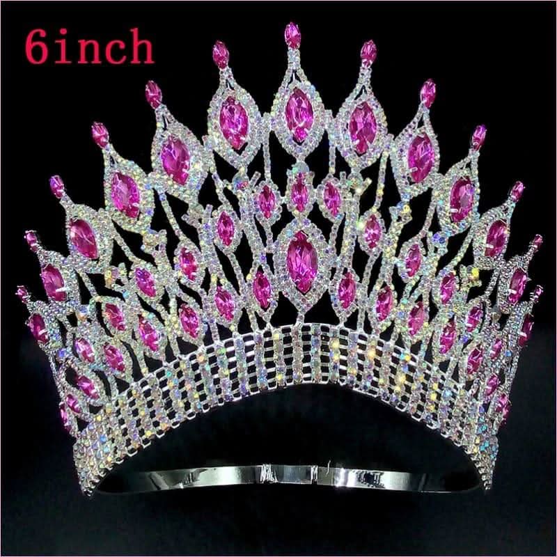 Pink Gemstone Rhinestone Wedding Crown Tiara Hair Jewellery