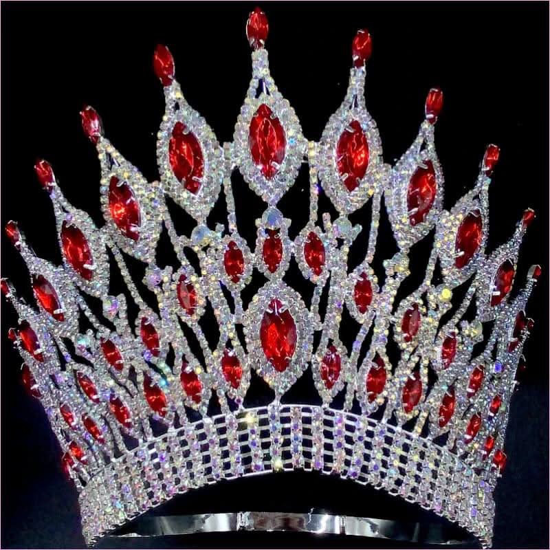 Pink Gemstone Rhinestone Wedding Crown Tiara Hair Jewellery