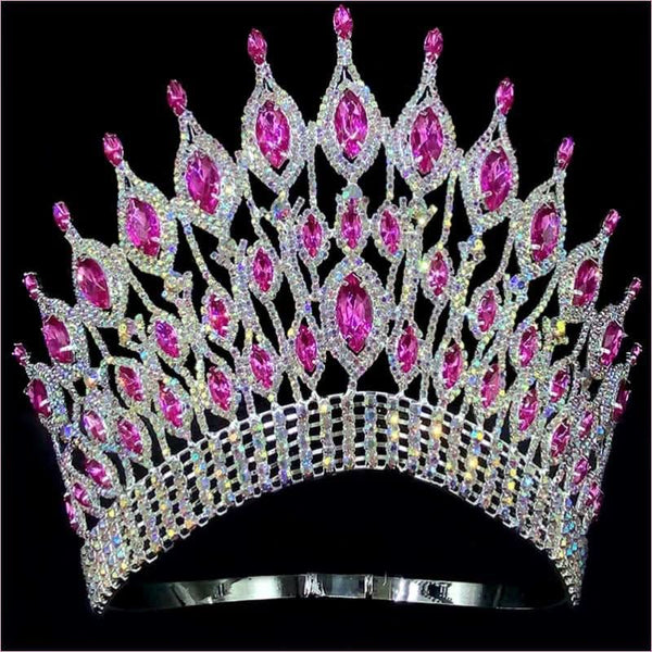 Pink Gemstone Rhinestone Wedding Crown Tiara Hair Jewellery