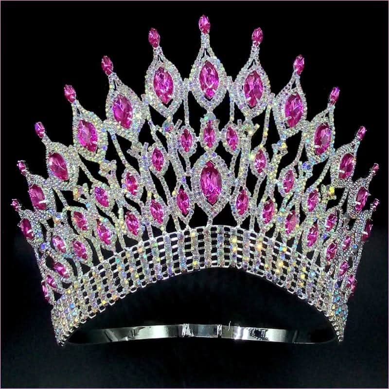 Pink Gemstone Rhinestone Wedding Crown Tiara Hair Jewellery