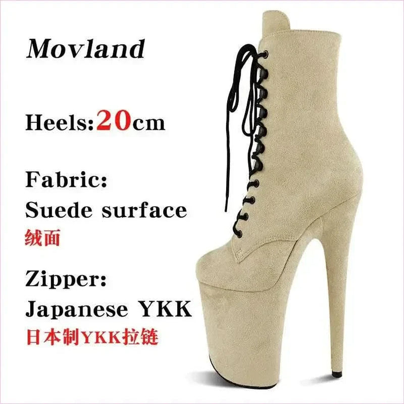 Pink High-heeled Pole Dance Shoes with 20cm Heel and Waterproof Platform