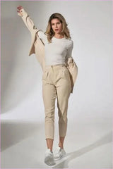 Pink Pleated Corduroy Trousers Unique Fashion Style