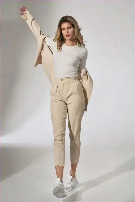 Pink Pleated Corduroy Trousers Unique Fashion Style