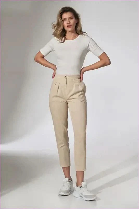 Pink Pleated Corduroy Trousers Unique Fashion Style