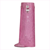 Pink Rhinestone Round Toe Knee-high Luxury Boots for Fashion-forward Women