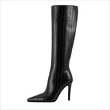 Plaid Pattern Boots with Pointed Stiletto Heel Crafted Meticulously