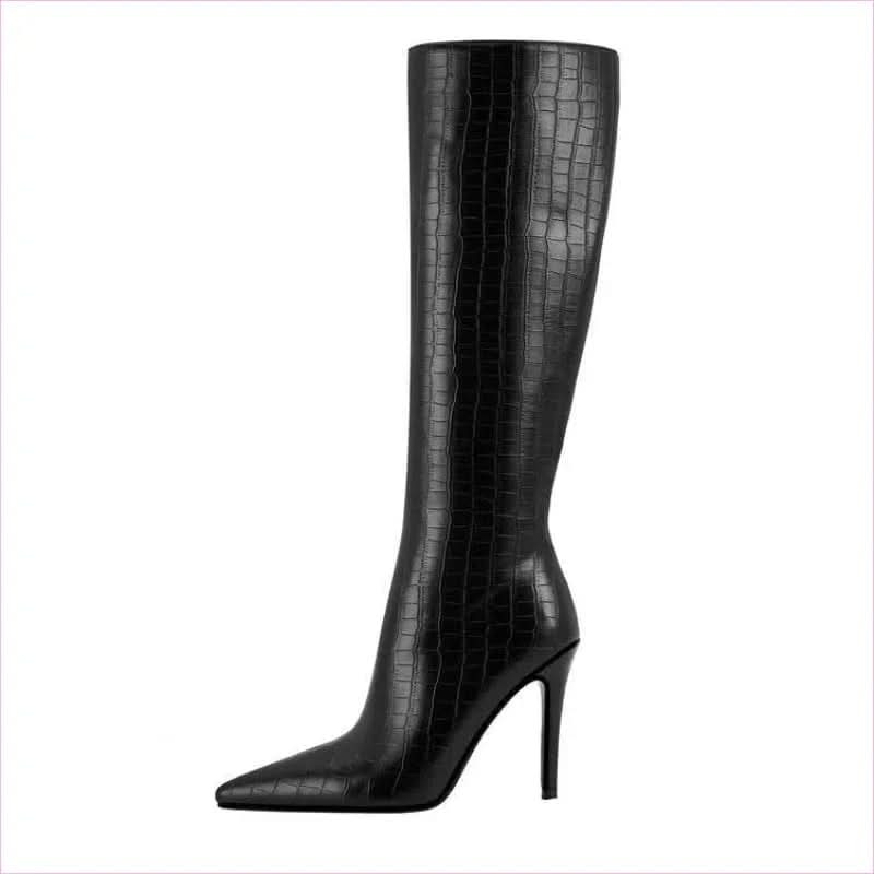 Plaid Pattern Boots with Pointed Stiletto Heel Crafted Meticulously
