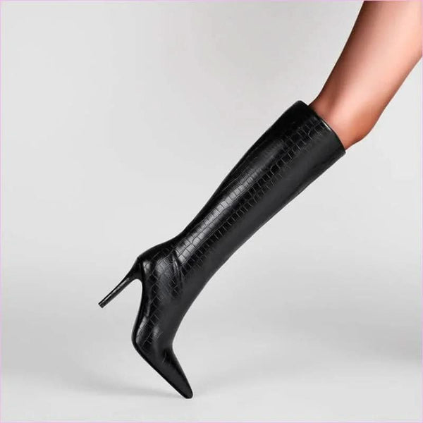 Plaid Pattern Boots with Pointed Stiletto Heel Crafted Meticulously