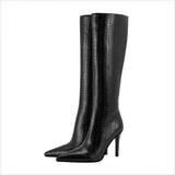 Plaid Pattern Boots with Pointed Stiletto Heel Crafted Meticulously