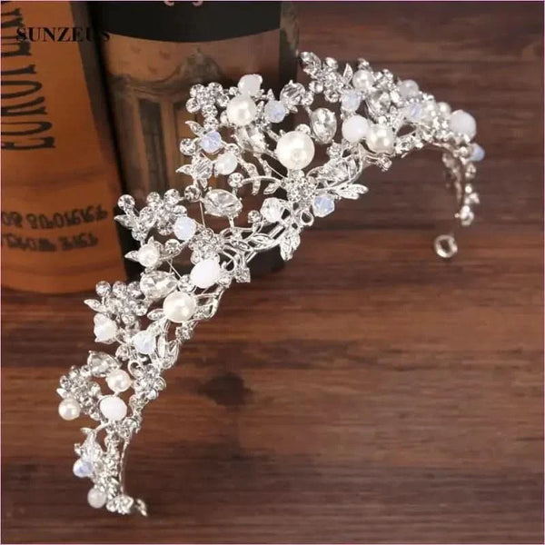 Pleasures and Sins Crystal Bridal Tiara with Pearl Headband