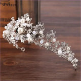 Pleasures and Sins Crystal Bridal Tiara with Pearl Headband
