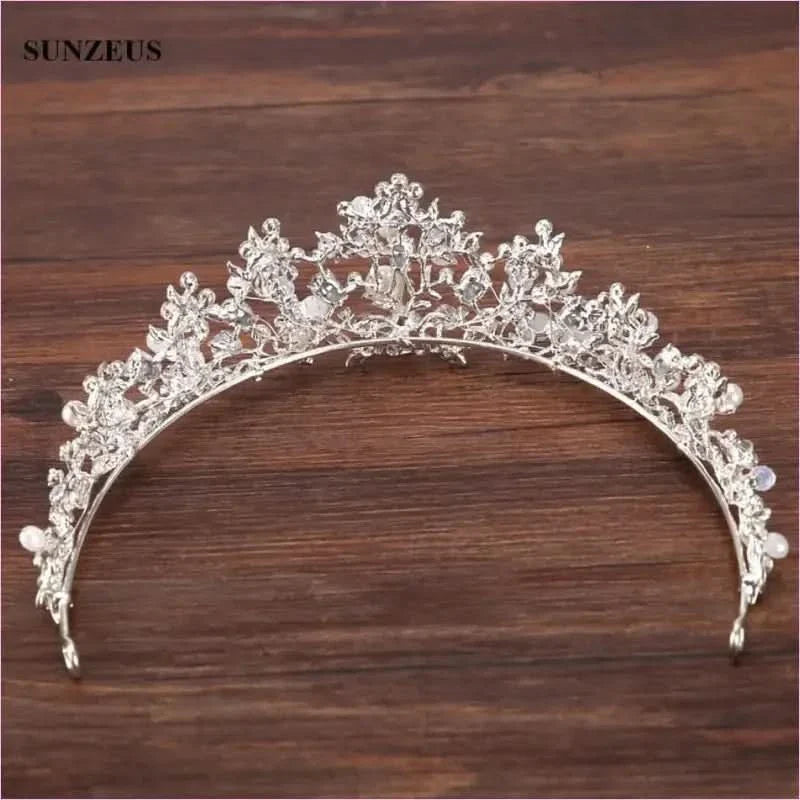 Pleasures and Sins Crystal Bridal Tiara with Pearl Headband