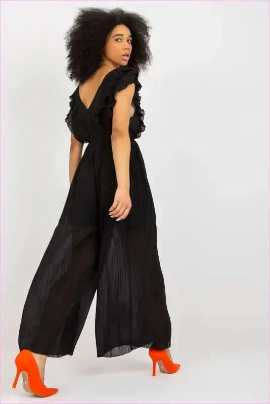 Pleated Wide Leg Jumpsuit Unique Style Fashion