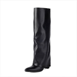 Plus Size Unisex High Heel Fold Over Boots for All Body Types