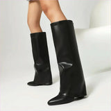 Plus Size Unisex High Heel Fold Over Boots for All Body Types