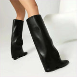 Plus Size Unisex High Heel Fold Over Boots for All Body Types