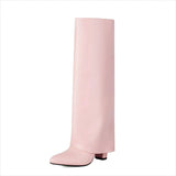 Plus Size Unisex High Heel Fold Over Boots for All Body Types