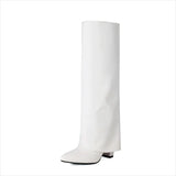 Plus Size Unisex High Heel Fold Over Boots for All Body Types