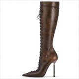 Pointed-toe Cross Lace-up Stiletto Heel Sandal Boots