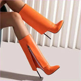 Pointed Toe Knee-high Fold OverBoots with Zipper