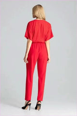 Red Brocade Jumpsuit Unique Style Fashion