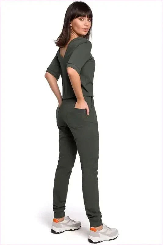 Relaxed Sweatshirt Knit Jumpsuit Unique Style