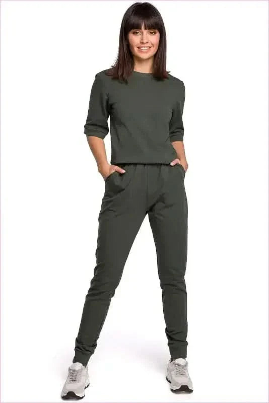 Relaxed Sweatshirt Knit Jumpsuit Unique Style