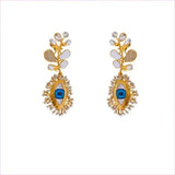Retro High-end Diamante Evil Eye Earrings with Blue Centerpieces