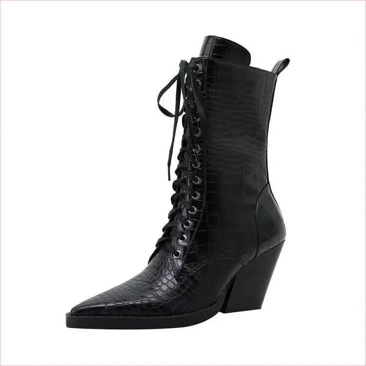 Retro Winkle Picker Toe Boots Stone Pattern
