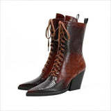 Retro Winkle Picker Toe Boots Stone Pattern