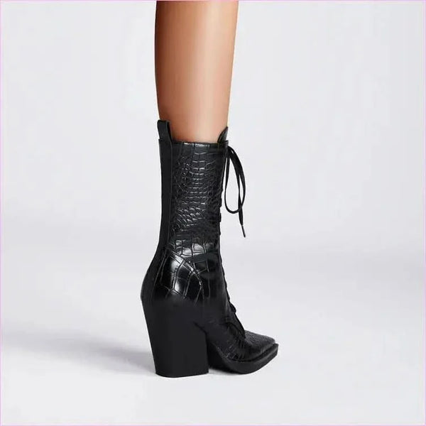 Retro Winkle Picker Toe Boots Stone Pattern