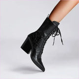 Retro Winkle Picker Toe Boots Stone Pattern