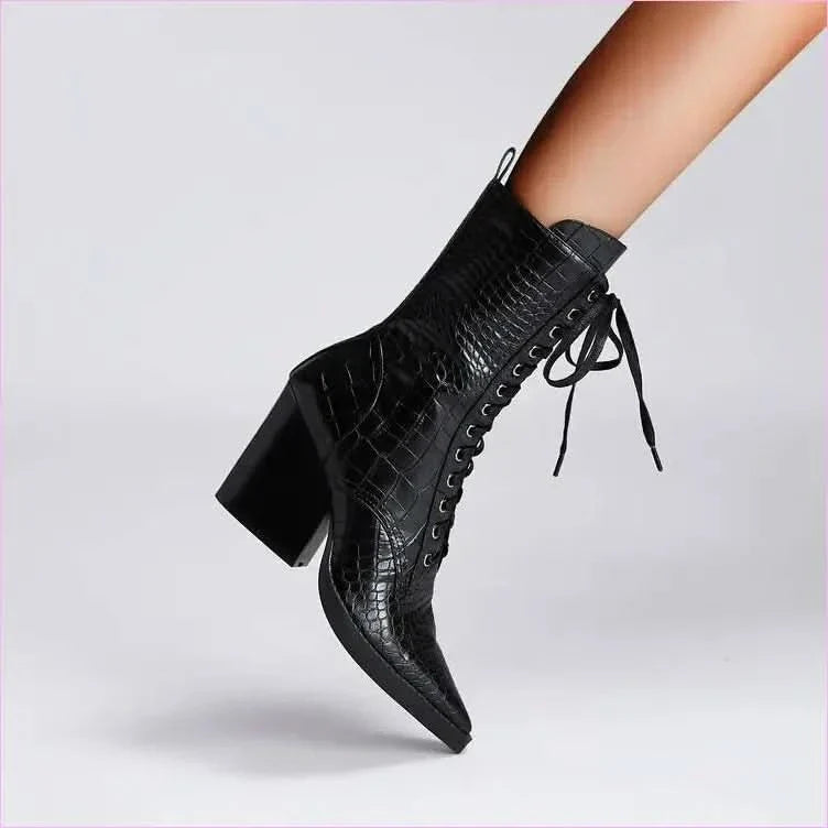 Retro Winkle Picker Toe Boots Stone Pattern