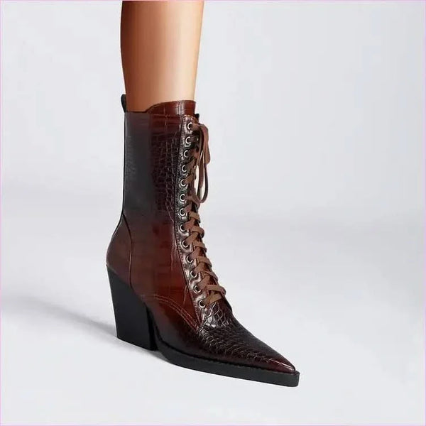 Retro Winkle Picker Toe Boots Stone Pattern