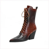 Retro Winkle Picker Toe Boots Stone Pattern