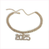 Rhinestone 2025 New Year Hip Hop Fashion Necklace