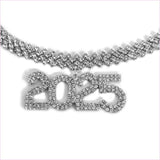Rhinestone 2025 New Year Hip Hop Fashion Necklace