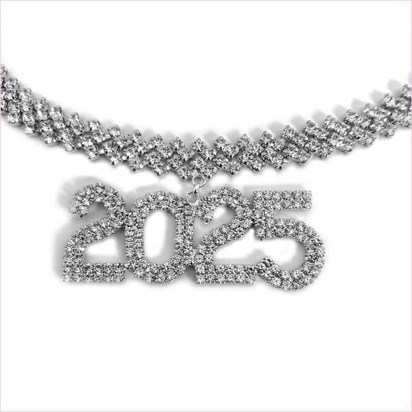 Rhinestone 2025 New Year Hip Hop Fashion Necklace