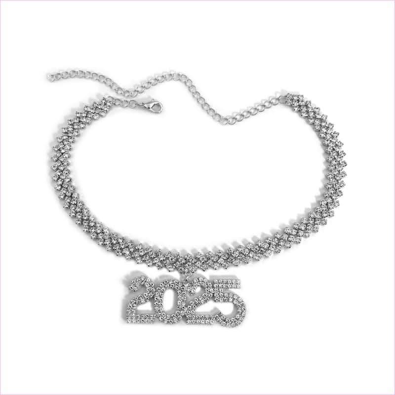 Rhinestone 2025 New Year Hip Hop Fashion Necklace