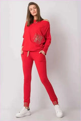 Rhinestone Cuff Sweatpants Unique Style