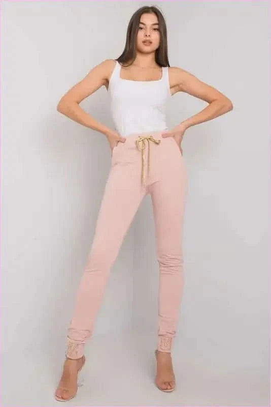 Rhinestone Cuff Sweatpants Unique Style