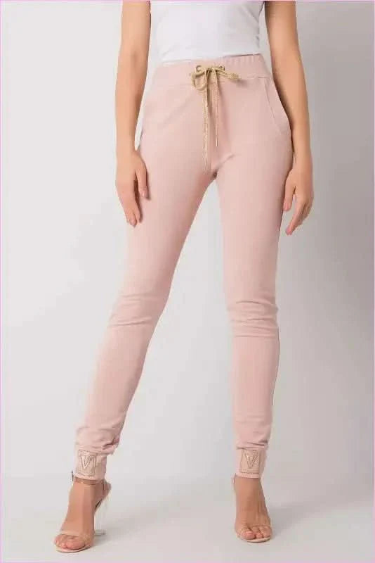 Rhinestone Cuff Sweatpants Unique Style
