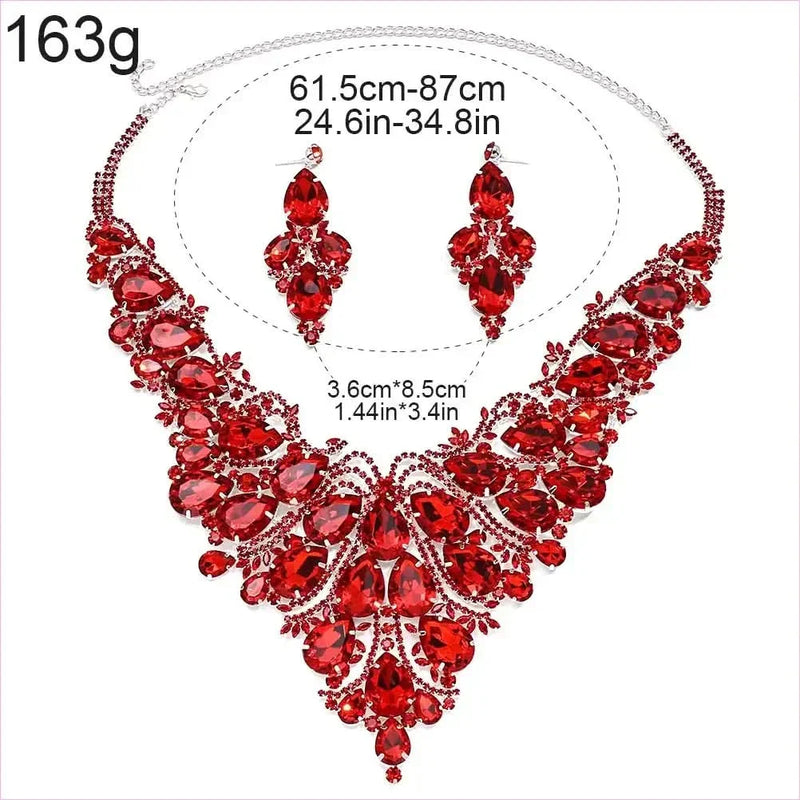 Rhinestone Drop Necklace and Earrings Set for Drag Queens Large