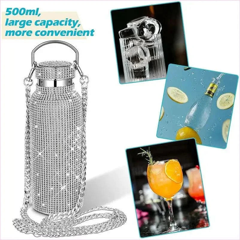 Rhinestone Encrusted Vacuum Flask for High Capacity Style