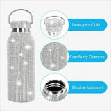 Rhinestone Encrusted Vacuum Flask for High Capacity Style