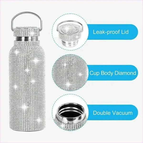 Rhinestone Encrusted Vacuum Flask for High Capacity Style