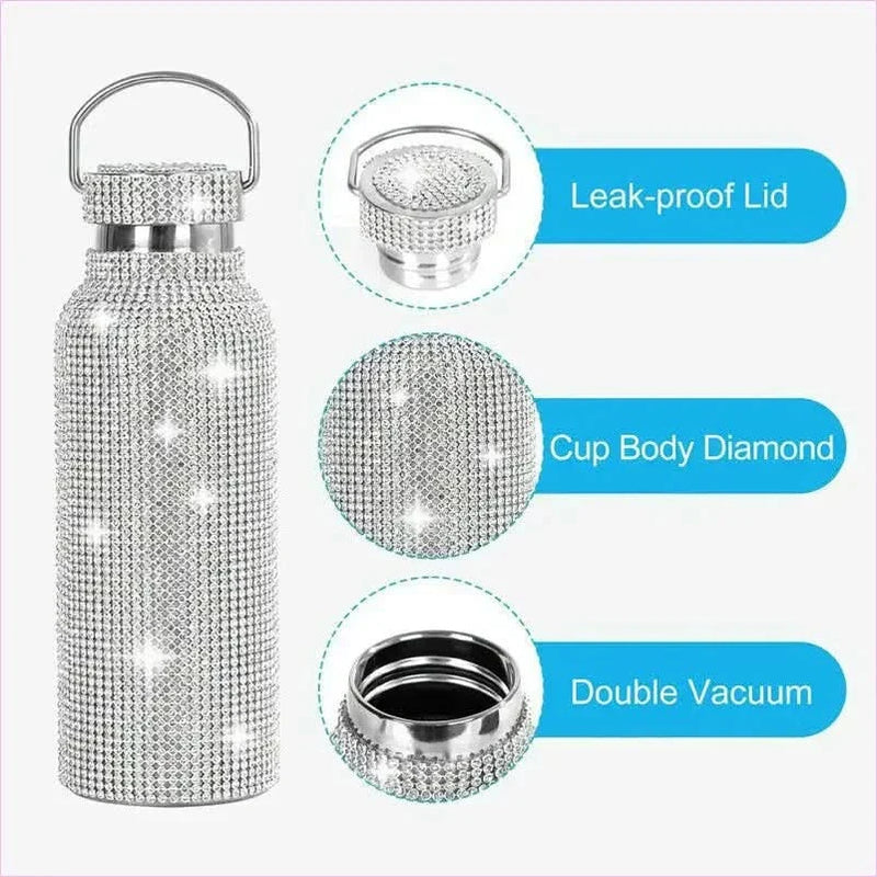Rhinestone Encrusted Vacuum Flask for High Capacity Style