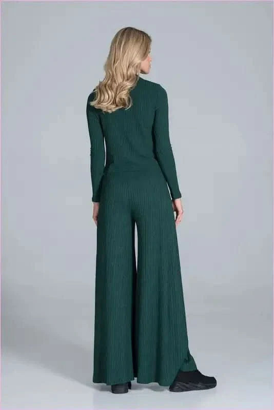Ribbed Knit Bell Bottoms Unique Style Fashion Trousers