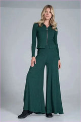 Ribbed Knit Bell Bottoms Unique Style Fashion Trousers