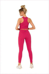 Ribbed Knit Fashion Leggings with Logo